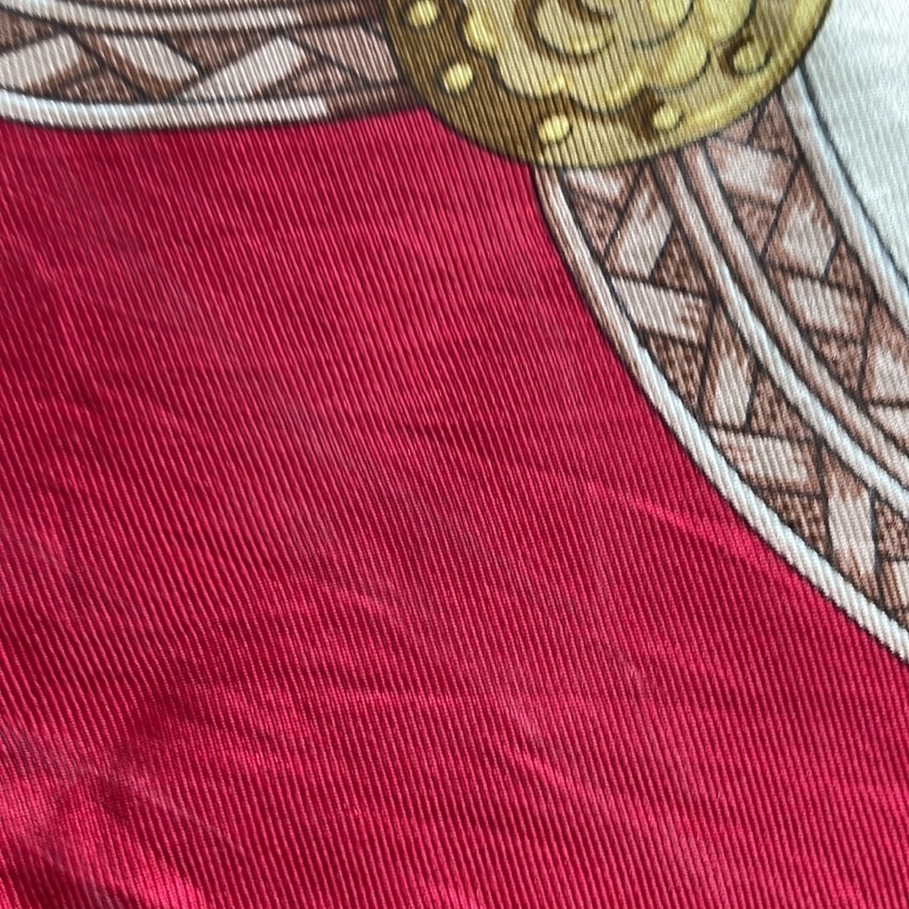 Trussardi Silk Scarf Elegant Red and Gold Scarf - Picture 8 of 17
